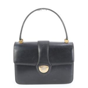 Vintage Old Gucci Leather Handbag Top Handle Mini Tote Black Women's EWE Dc34-7